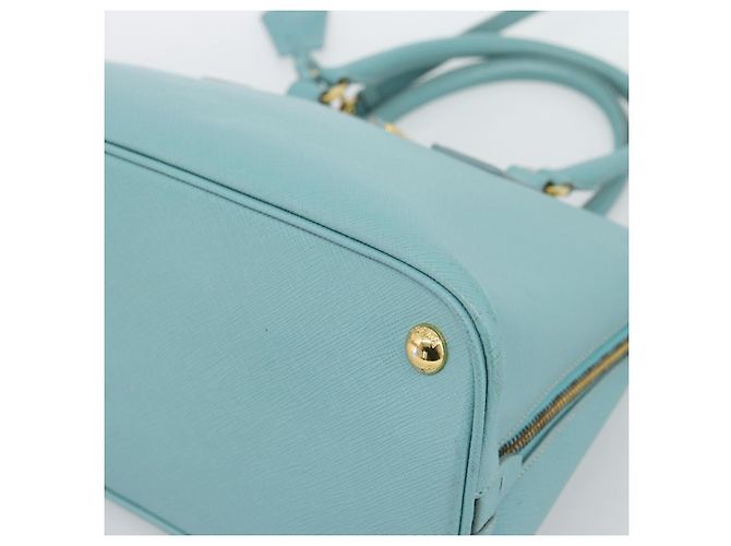 Saffiano Borsa PRADA in pelle Safiano 2way Blu Turchese Oro Auth 187253V D'oro - vista 17