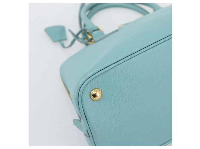 Saffiano Borsa PRADA in pelle Safiano 2way Blu Turchese Oro Auth 187253V D'oro - vista 18