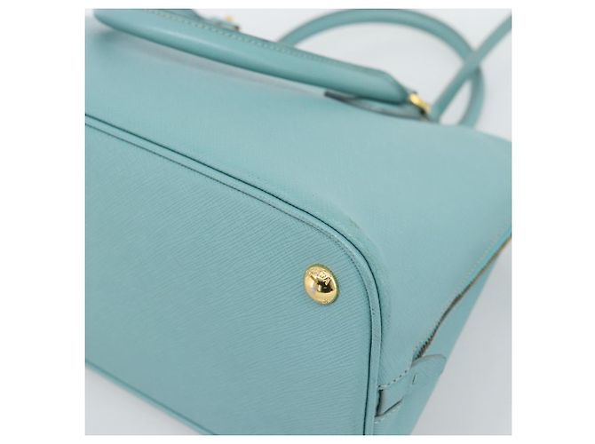 Saffiano Borsa PRADA in pelle Safiano 2way Blu Turchese Oro Auth 187253V D'oro - vista 19