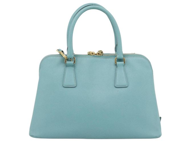 Saffiano Borsa PRADA in pelle Safiano 2way Blu Turchese Oro Auth 187253V D'oro - vista 2