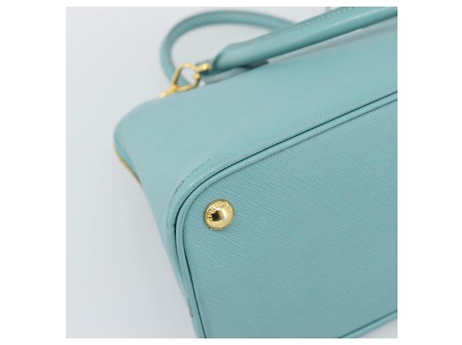 Saffiano Borsa PRADA in pelle Safiano 2way Blu Turchese Oro Auth 187253V D'oro - vista 20
