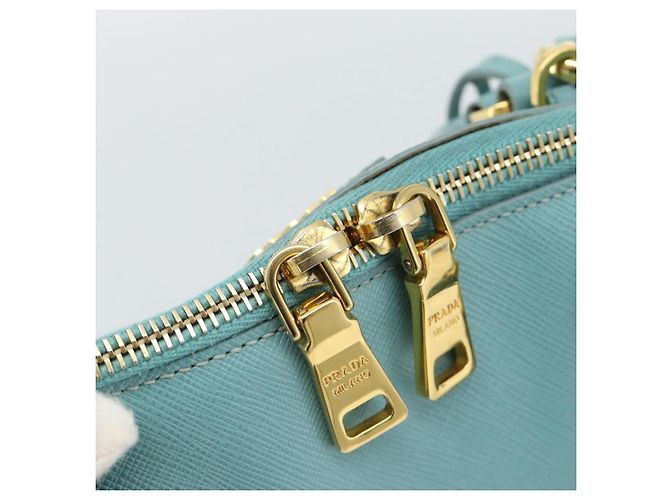 Saffiano Borsa PRADA in pelle Safiano 2way Blu Turchese Oro Auth 187253V D'oro - vista 22