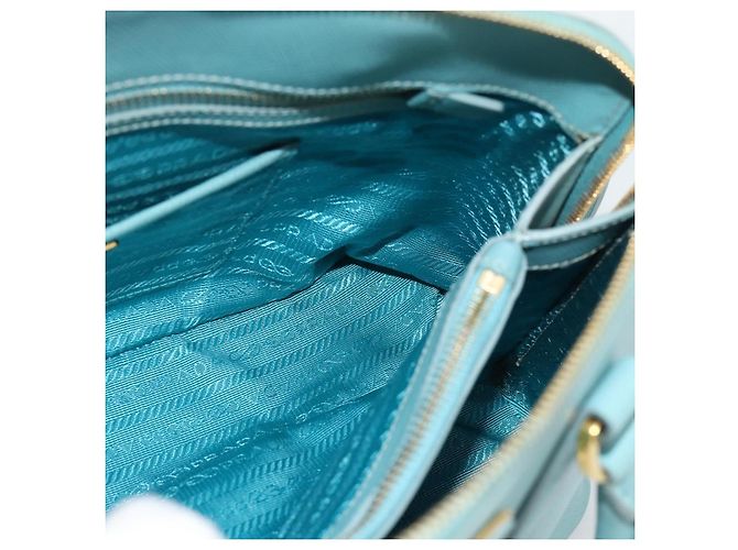 Saffiano Borsa PRADA in pelle Safiano 2way Blu Turchese Oro Auth 187253V D'oro - vista 24