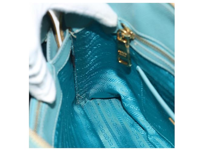 Saffiano Borsa PRADA in pelle Safiano 2way Blu Turchese Oro Auth 187253V D'oro - vista 25