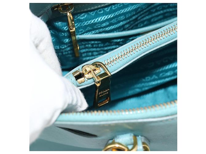Saffiano Borsa PRADA in pelle Safiano 2way Blu Turchese Oro Auth 187253V D'oro - vista 29