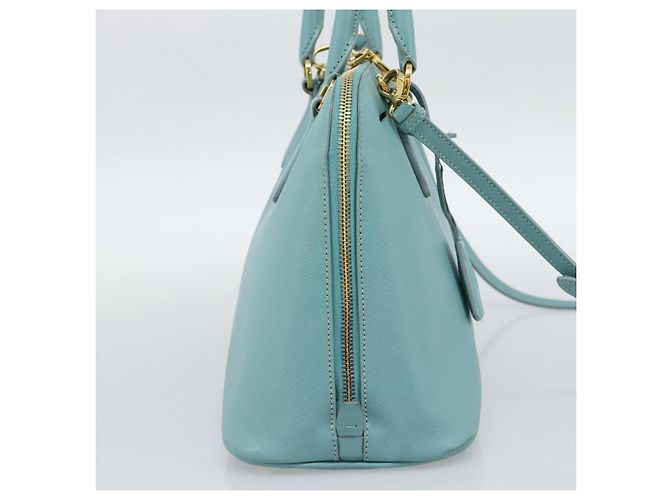 Saffiano Borsa PRADA in pelle Safiano 2way Blu Turchese Oro Auth 187253V D'oro - vista 3