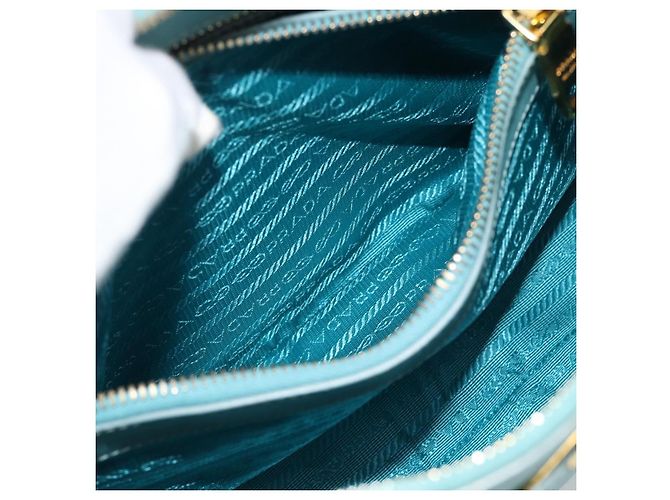 Saffiano Borsa PRADA in pelle Safiano 2way Blu Turchese Oro Auth 187253V D'oro - vista 30