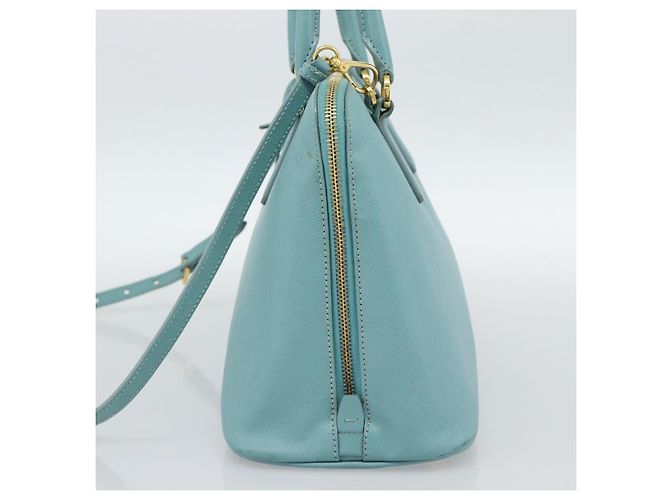 Saffiano Borsa PRADA in pelle Safiano 2way Blu Turchese Oro Auth 187253V D'oro - vista 4
