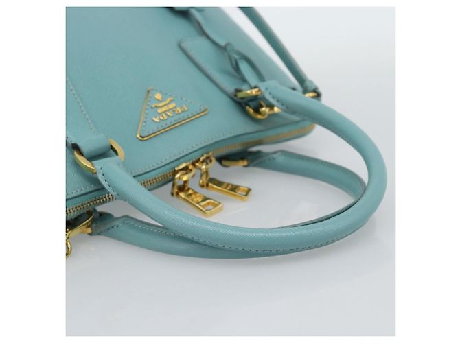 Saffiano Borsa PRADA in pelle Safiano 2way Blu Turchese Oro Auth 187253V D'oro - vista 6
