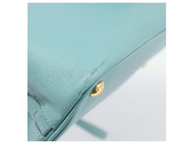 Saffiano Borsa PRADA in pelle Safiano 2way Blu Turchese Oro Auth 187253V D'oro - vista 8