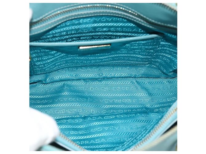 Saffiano Borsa PRADA in pelle Safiano 2way Blu Turchese Oro Auth 187253V D'oro - vista 9