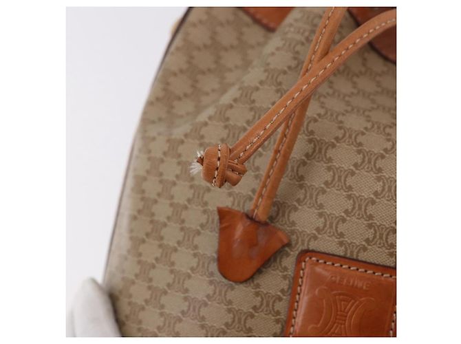 Céline Borsa a Spalla CELINE in Tela Macadam PVC Beige Oro Auth 188399 D'oro - vista 10