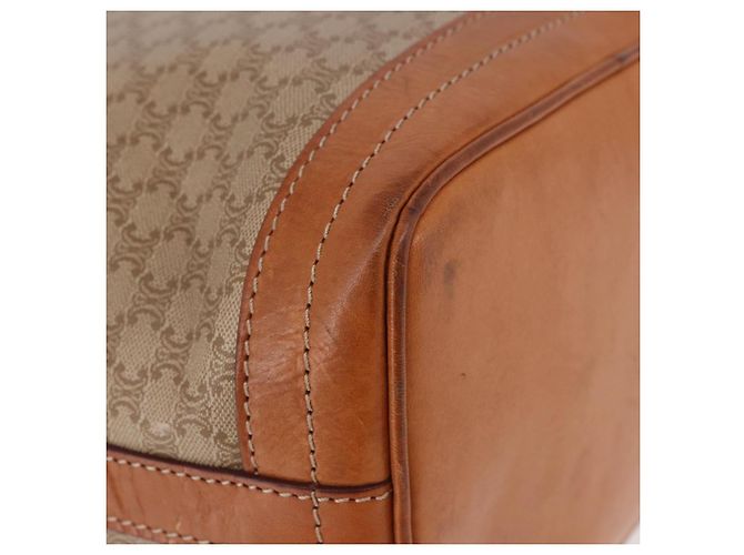 Céline Borsa a Spalla CELINE in Tela Macadam PVC Beige Oro Auth 188399 D'oro - vista 15