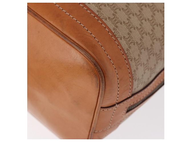 Céline Borsa a Spalla CELINE in Tela Macadam PVC Beige Oro Auth 188399 D'oro - vista 16