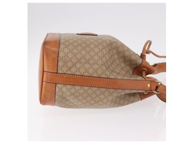 Céline Borsa a Spalla CELINE in Tela Macadam PVC Beige Oro Auth 188399 D'oro - vista 3