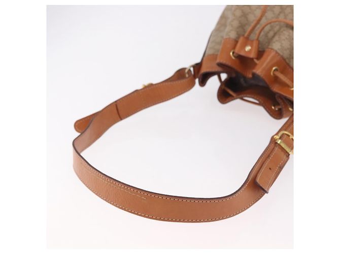 Céline Borsa a Spalla CELINE in Tela Macadam PVC Beige Oro Auth 188399 D'oro - vista 7