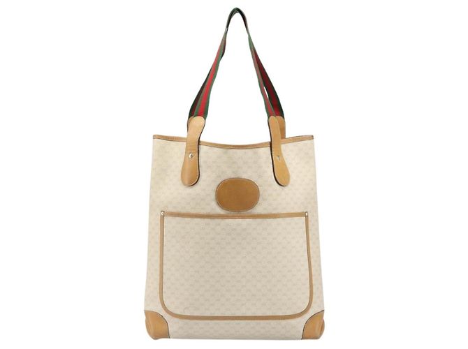 Borsa Tote GUCCI GG Supreme Web Sherry Line PVC Bianco Rosso 002 904 0223 Auth 187740 - vista 13