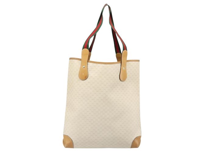 Borsa Tote GUCCI GG Supreme Web Sherry Line PVC Bianco Rosso 002 904 0223 Auth 187740 - vista 2
