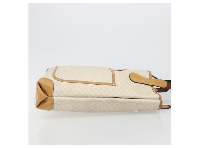 Borsa Tote GUCCI GG Supreme Web Sherry Line PVC Bianco Rosso 002 904 0223 Auth 187740 - vista 3