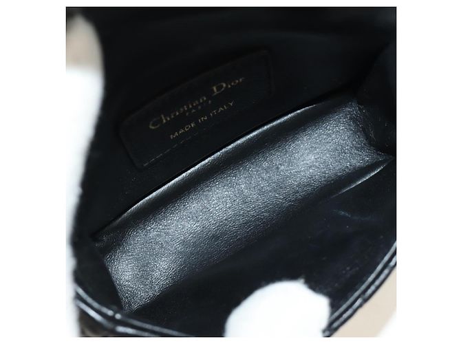 Christian Dior Cannage Caro Chain Pouch Pelle di Agnello Nero Oro Auth 186459SAM D'oro - vista 10