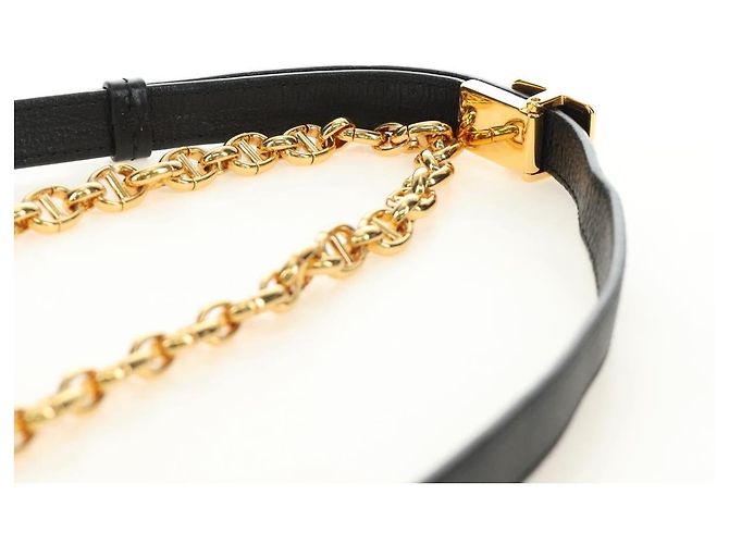 Christian Dior Cannage Caro Chain Pouch Pelle di Agnello Nero Oro Auth 186459SAM D'oro - vista 14