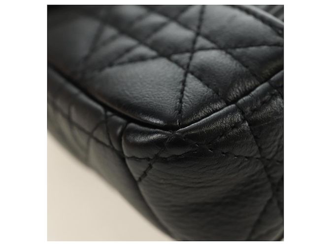 Christian Dior Cannage Caro Chain Pouch Pelle di Agnello Nero Oro Auth 186459SAM D'oro - vista 18