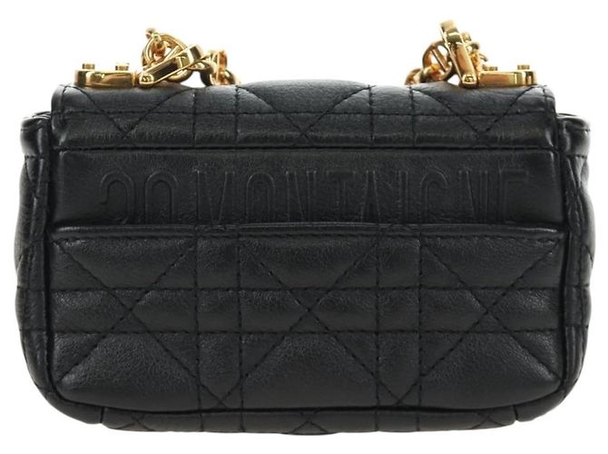 Christian Dior Cannage Caro Chain Pouch Pelle di Agnello Nero Oro Auth 186459SAM D'oro - vista 2