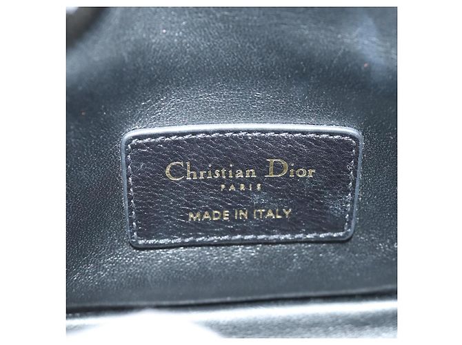 Christian Dior Cannage Caro Chain Pouch Pelle di Agnello Nero Oro Auth 186459SAM D'oro - vista 21