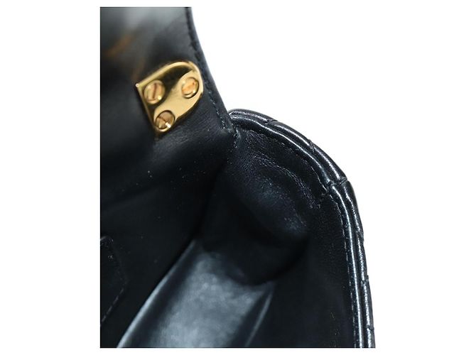 Christian Dior Cannage Caro Chain Pouch Pelle di Agnello Nero Oro Auth 186459SAM D'oro - vista 22