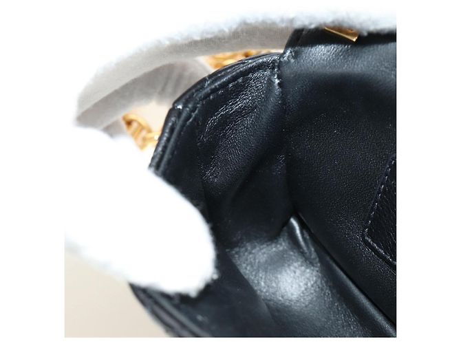 Christian Dior Cannage Caro Chain Pouch Pelle di Agnello Nero Oro Auth 186459SAM D'oro - vista 23