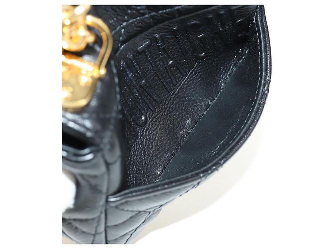 Christian Dior Cannage Caro Chain Pouch Pelle di Agnello Nero Oro Auth 186459SAM D'oro - vista 24