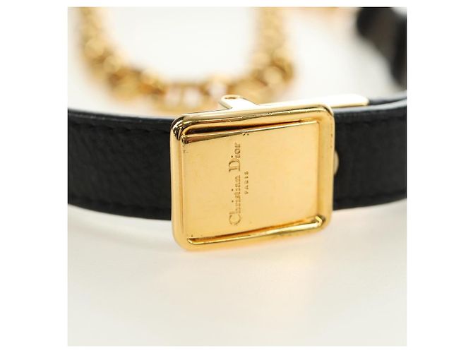 Christian Dior Cannage Caro Chain Pouch Pelle di Agnello Nero Oro Auth 186459SAM D'oro - vista 8