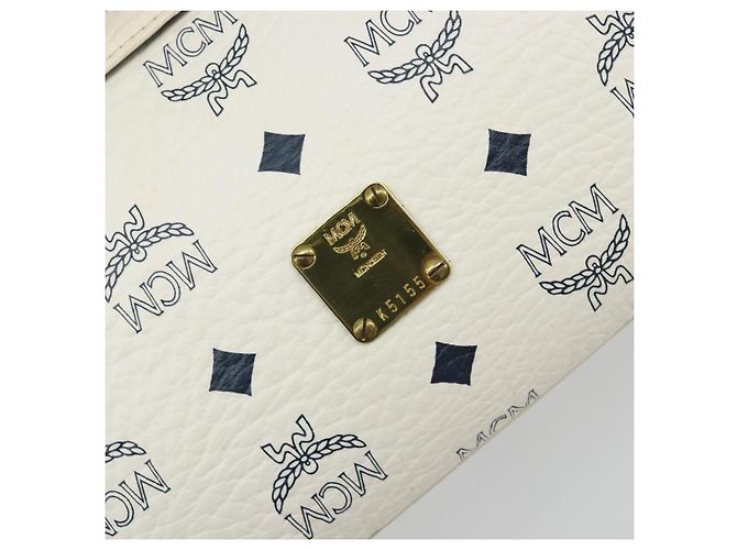 Borsa MCM Vicetos Logogram PVC Pelle Bianco Oro Auth 188231 D'oro - vista 12