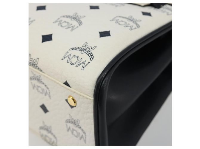 Borsa MCM Vicetos Logogram PVC Pelle Bianco Oro Auth 188231 D'oro - vista 14