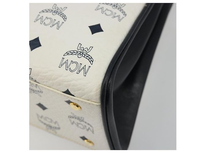 Borsa MCM Vicetos Logogram PVC Pelle Bianco Oro Auth 188231 D'oro - vista 16
