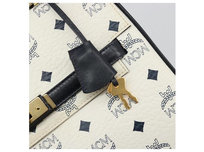 Borsa MCM Vicetos Logogram PVC Pelle Bianco Oro Auth 188231 D'oro - vista 18