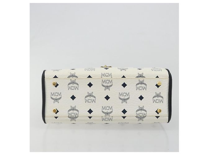 Borsa MCM Vicetos Logogram PVC Pelle Bianco Oro Auth 188231 D'oro - vista 5