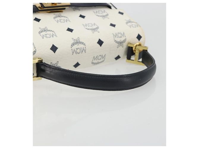 Borsa MCM Vicetos Logogram PVC Pelle Bianco Oro Auth 188231 D'oro - vista 7