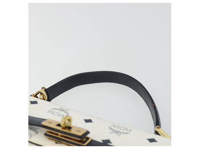 Borsa MCM Vicetos Logogram PVC Pelle Bianco Oro Auth 188231 D'oro - vista 8