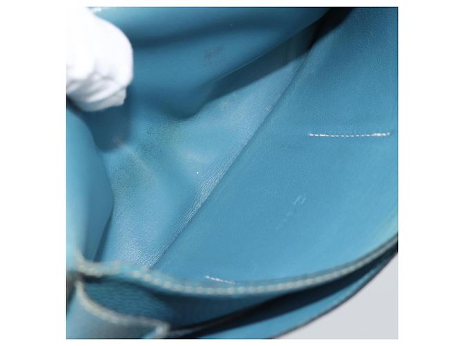 Hermès Portafoglio HERMES Dogon GM in pelle azzurro argento Auth BA13622 Blu chiaro - vista 10