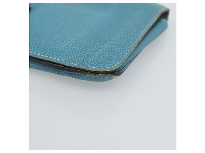 Hermès Portafoglio HERMES Dogon GM in pelle azzurro argento Auth BA13622 Blu chiaro - vista 14