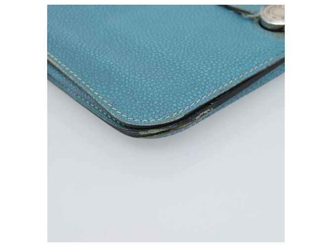 Hermès Portafoglio HERMES Dogon GM in pelle azzurro argento Auth BA13622 Blu chiaro - vista 15