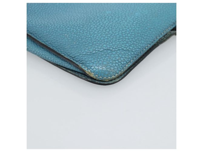 Hermès Portafoglio HERMES Dogon GM in pelle azzurro argento Auth BA13622 Blu chiaro - vista 17