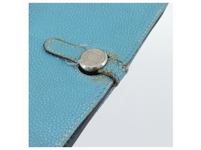 Hermès Portafoglio HERMES Dogon GM in pelle azzurro argento Auth BA13622 Blu chiaro - vista 18