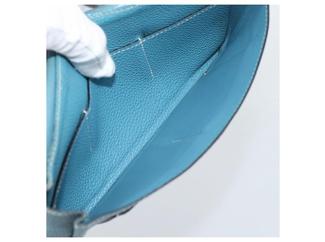 Hermès Portafoglio HERMES Dogon GM in pelle azzurro argento Auth BA13622 Blu chiaro - vista 20