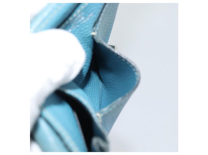 Hermès Portafoglio HERMES Dogon GM in pelle azzurro argento Auth BA13622 Blu chiaro - vista 22