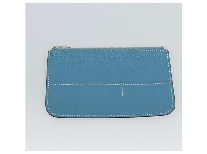 Hermès Portafoglio HERMES Dogon GM in pelle azzurro argento Auth BA13622 Blu chiaro - vista 23