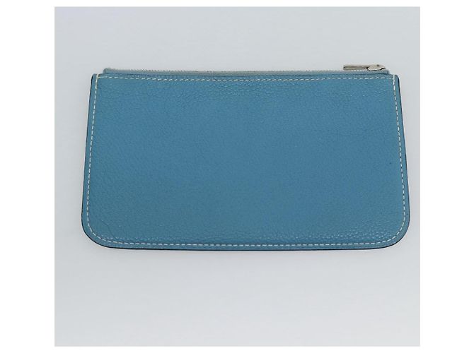 Hermès Portafoglio HERMES Dogon GM in pelle azzurro argento Auth BA13622 Blu chiaro - vista 24