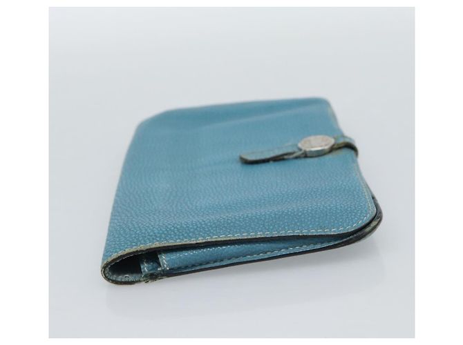 Hermès Portafoglio HERMES Dogon GM in pelle azzurro argento Auth BA13622 Blu chiaro - vista 3