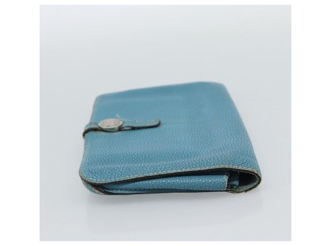Hermès Portafoglio HERMES Dogon GM in pelle azzurro argento Auth BA13622 Blu chiaro - vista 4